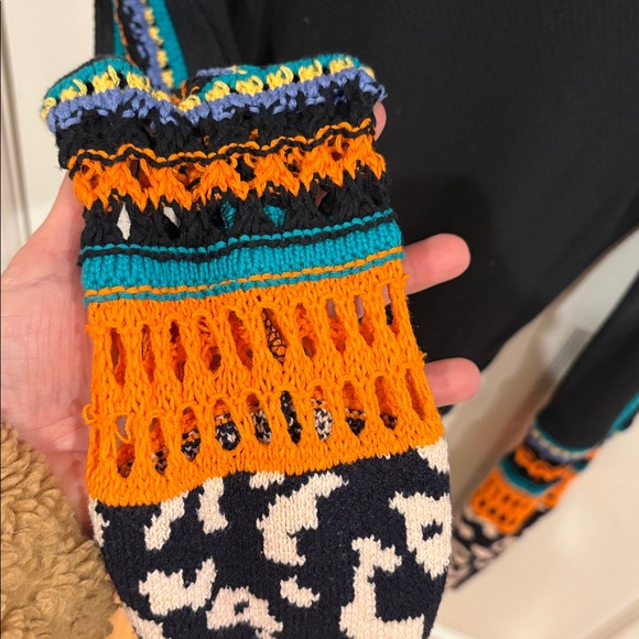 Free People Black Knit Top with Colorful Sleeves - Picture 4 of 5
